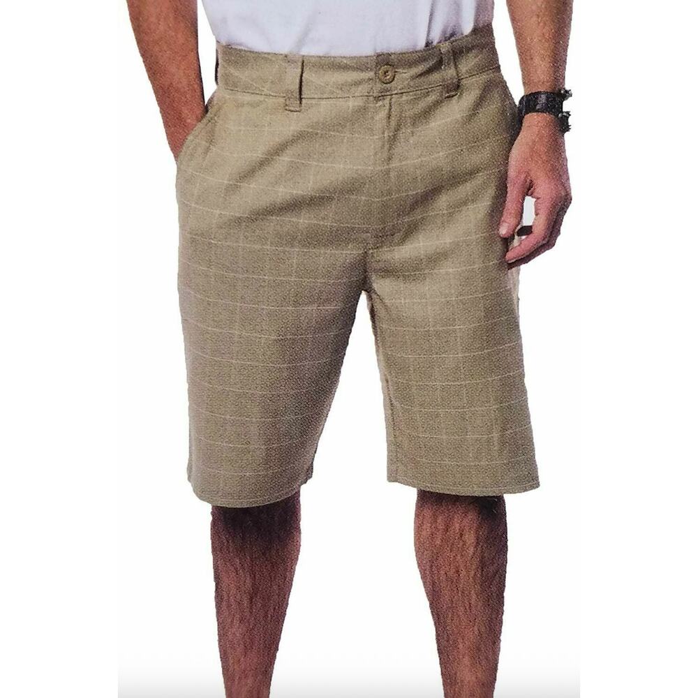 O'Neill Men's Stretch Walk Shorts Size 34 Flat Front Chino Window Pane Check